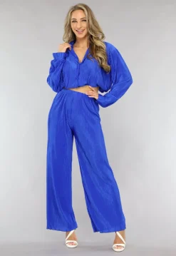 Blauwe Rib Co Ord Set