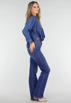 Blauwe Spijkerblouse met Knoopdetail