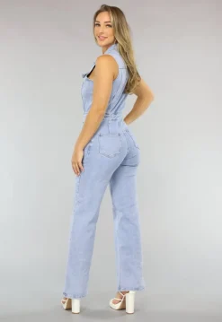 Blauwe Spijkerstof Jumpsuit zonder Mouwen