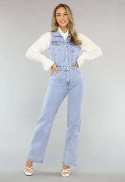 Blauwe Spijkerstof Jumpsuit zonder Mouwen