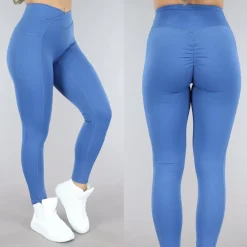 Blauwe Sportlegging met Scrunch en Zakken