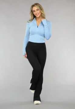 Blauwe Sporttop met Lange Mouwen en Duimgaten