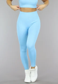Blauwe Squatproof Sportlegging van Ribstof
