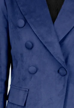 Blauwe Suede Blazer met Dubbele Knopen