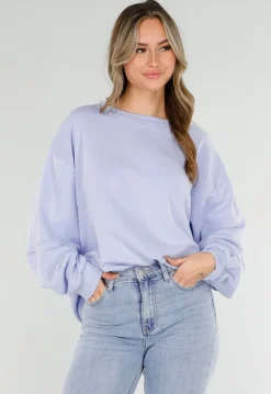 Blauwe Sweater met Good Vibes Print op Rug
