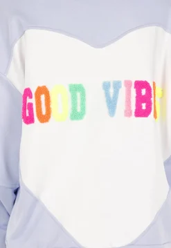 Blauwe Sweater met Good Vibes Print op Rug