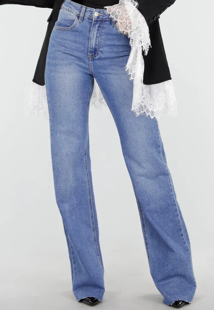 Blauwe Tall Straight Leg Stretch Jeans met Rechte Pijpen