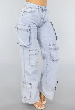 Blauwe Wide Leg Carpenter Broek