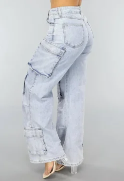 Blauwe Wide Leg Carpenter Broek
