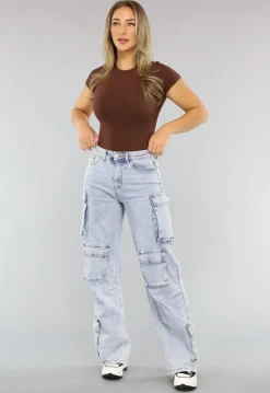 Blauwe Wide Leg Carpenter Broek