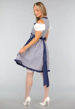 Blauw Geruit Off Shoulder Oktoberfest Jurkje