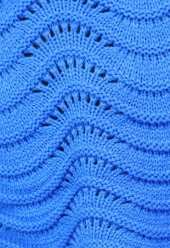 Blauw Golvend Cropped Truitje met Trompet Mouwen