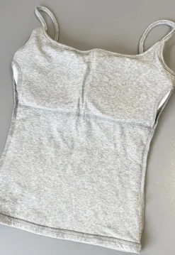 Blauw Hemd met Stretch, Stevige Cups en Vierkante Hals