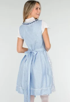 Blauw Oktoberfest Jurkje met Wit Kant en Vetersluiting