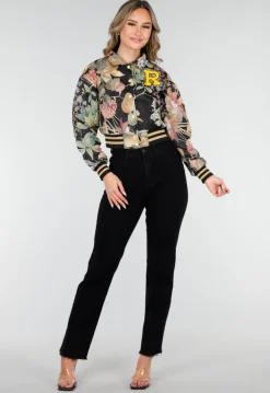 Bloemenprint Cropped Bomber Jack
