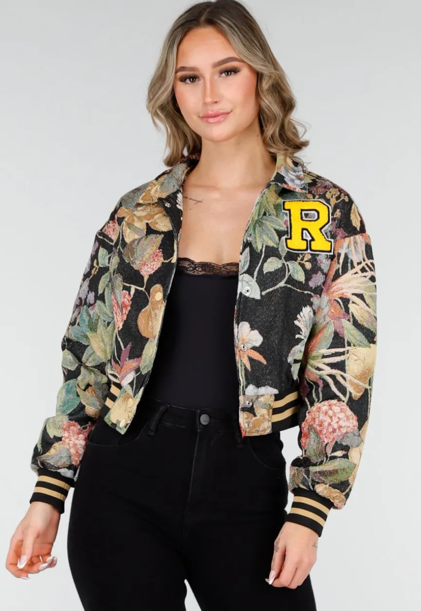 Bloemenprint Cropped Bomber Jack