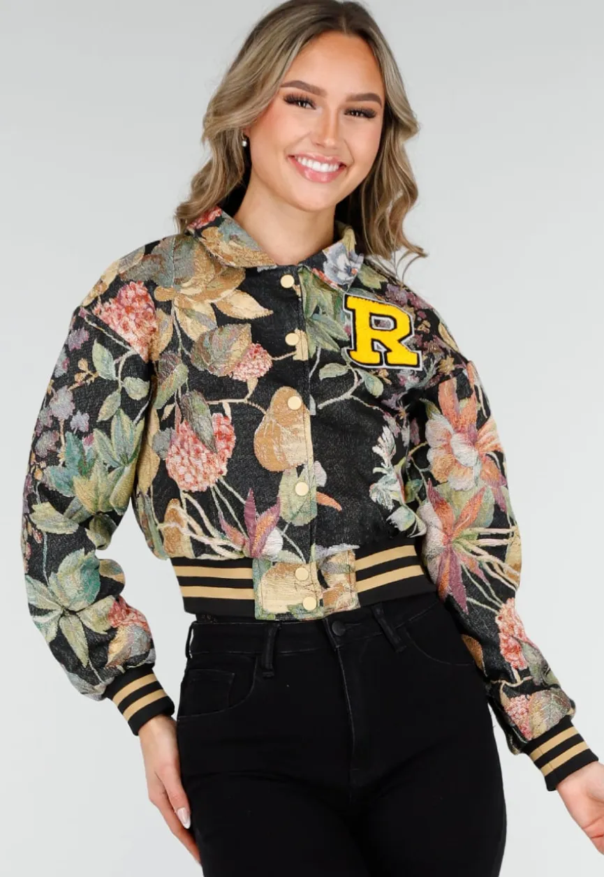 Bloemenprint Cropped Bomber Jack