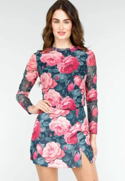 Bloemenprint Two-piece met Lange Mouwen en Skort