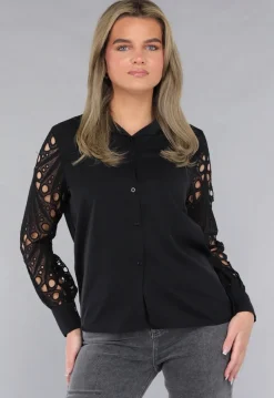 Blouse met Crochet Mouwen in Zwart