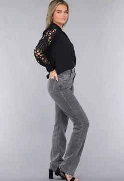 Blouse met Crochet Mouwen in Zwart