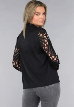 Blouse met Crochet Mouwen in Zwart