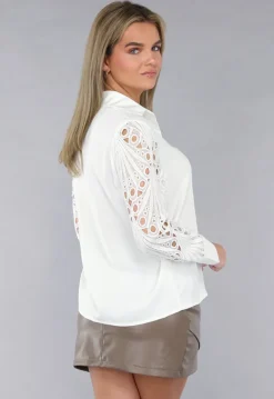 Blouse met Gehaakte Mouwen in Wit