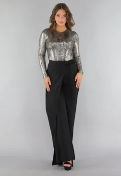 Bodysuit met Hoge Hals en Gouden Print