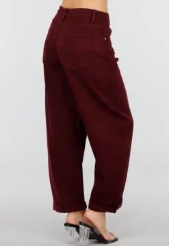 Bordeaux Barrel Jeans met Hoge Taille