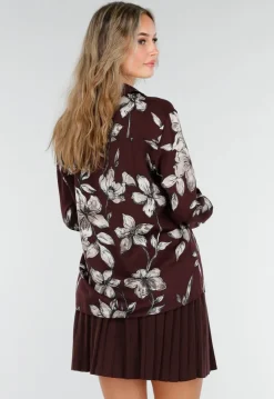 Bordeaux Blouse met Bloemenprint