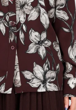 Bordeaux Blouse met Bloemenprint