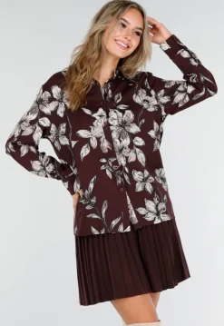 Bordeaux Blouse met Bloemenprint