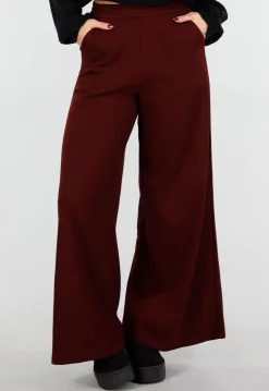 Bordeaux Fleece Lounge Broek met Wijde Pijpen