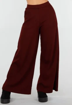 Bordeaux Fleece Lounge Broek met Wijde Pijpen