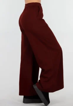 Bordeaux Fleece Lounge Broek met Wijde Pijpen