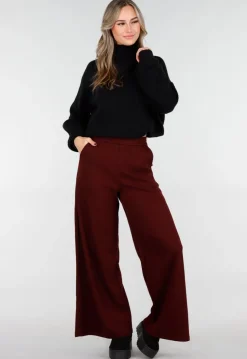 Bordeaux Fleece Lounge Broek met Wijde Pijpen