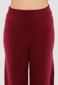 Bordeaux Gebreide Set met Overslag Top en Wijde Broek