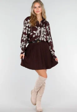 Bordeaux Plissérok met Riem