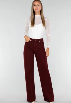 Bordeauxrode Denim Tall Jeans met Straight Leg en Extra Lange Pijpen