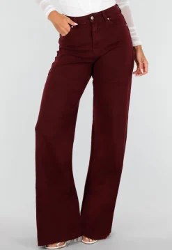 Bordeauxrode Denim Tall Jeans met Straight Leg en Extra Lange Pijpen