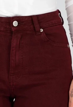 Bordeauxrode Denim Tall Jeans met Straight Leg en Extra Lange Pijpen