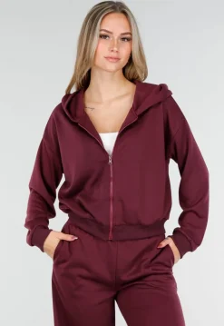 Bordeauxrode Jogging Set met Vest en Wijde Broek