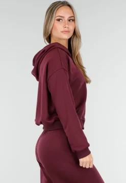 Bordeauxrode Jogging Set met Vest en Wijde Broek