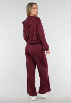 Bordeauxrode Jogging Set met Vest en Wijde Broek