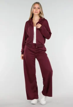 Bordeauxrode Jogging Set met Vest en Wijde Broek