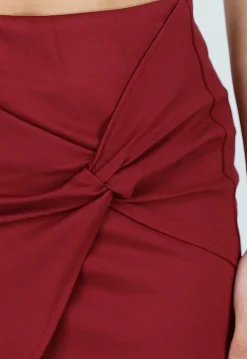 Bordeaux Rode Mini Rok met Overslag en Stretch