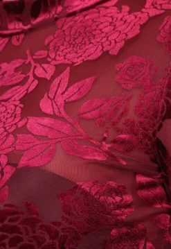 Bordeaux Rode Velvet Bloemen Bodysuit