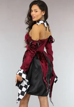 Bordeaux Rood Jokersvrouw Kostuum