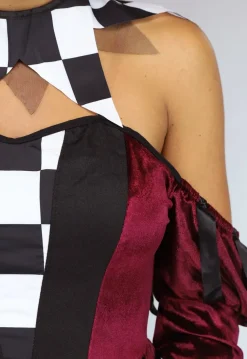 Bordeaux Rood Jokersvrouw Kostuum