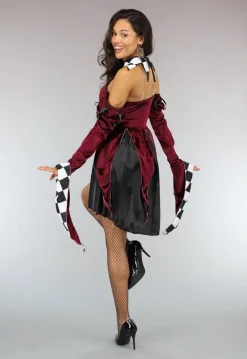 Bordeaux Rood Jokersvrouw Kostuum