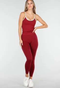 Bordeaux Sportlegging met Hoge Taille en Stretch